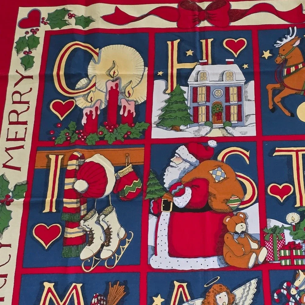 Susan Winget Christmas Alphabet Fabric Panel 1993 45x36 Vintage Holiday Craft